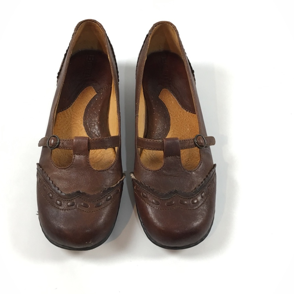 Born Brown Leather Mary Jane Shoes Size 8 EUR 39